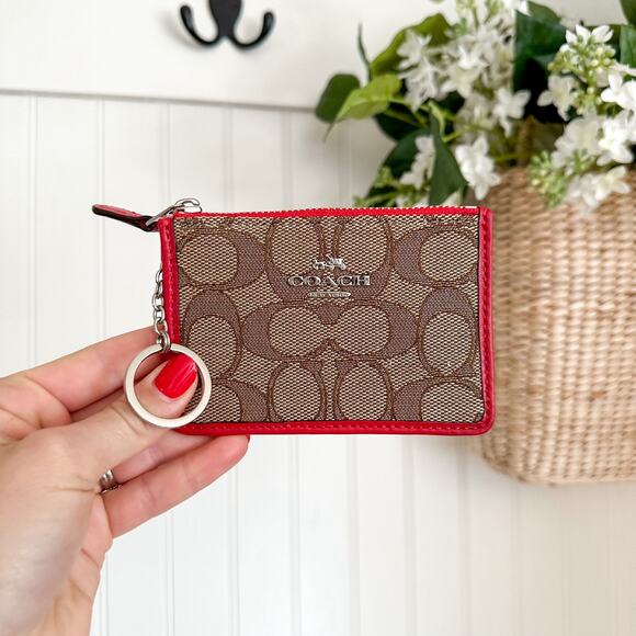 Coach Handbags - COACH Mini Skinny ID Case Khaki True Red